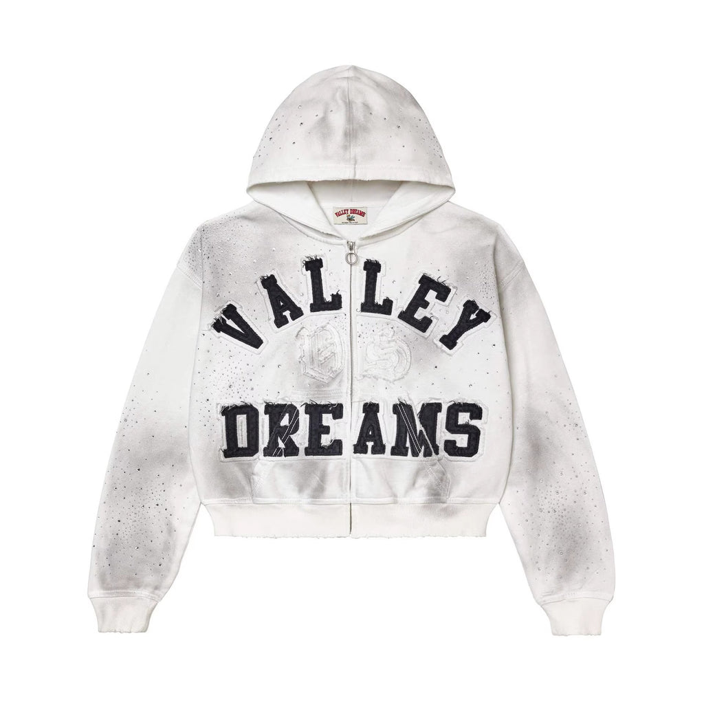 Retro Print Zip Up Hoodie