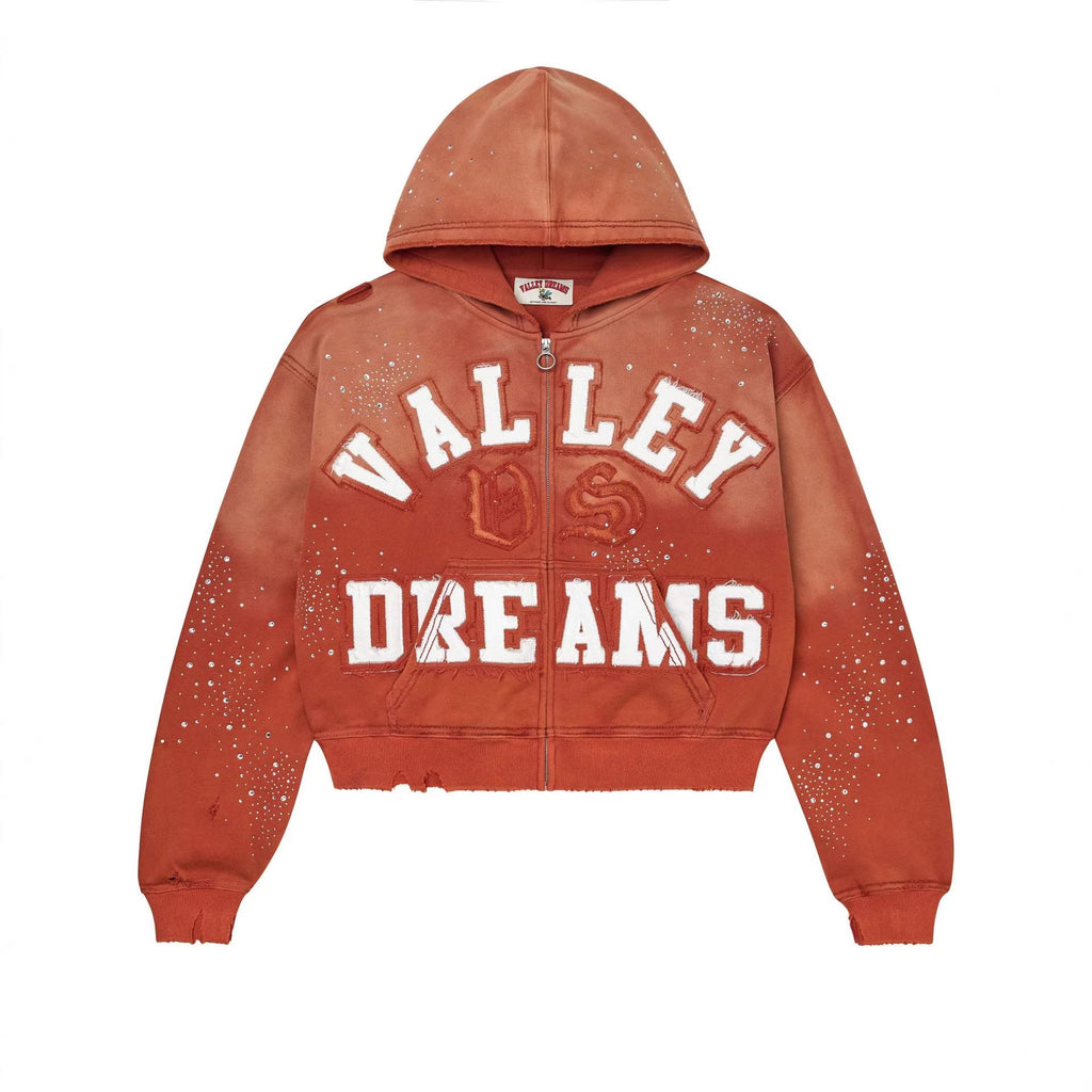 Retro Print Zip Up Hoodie