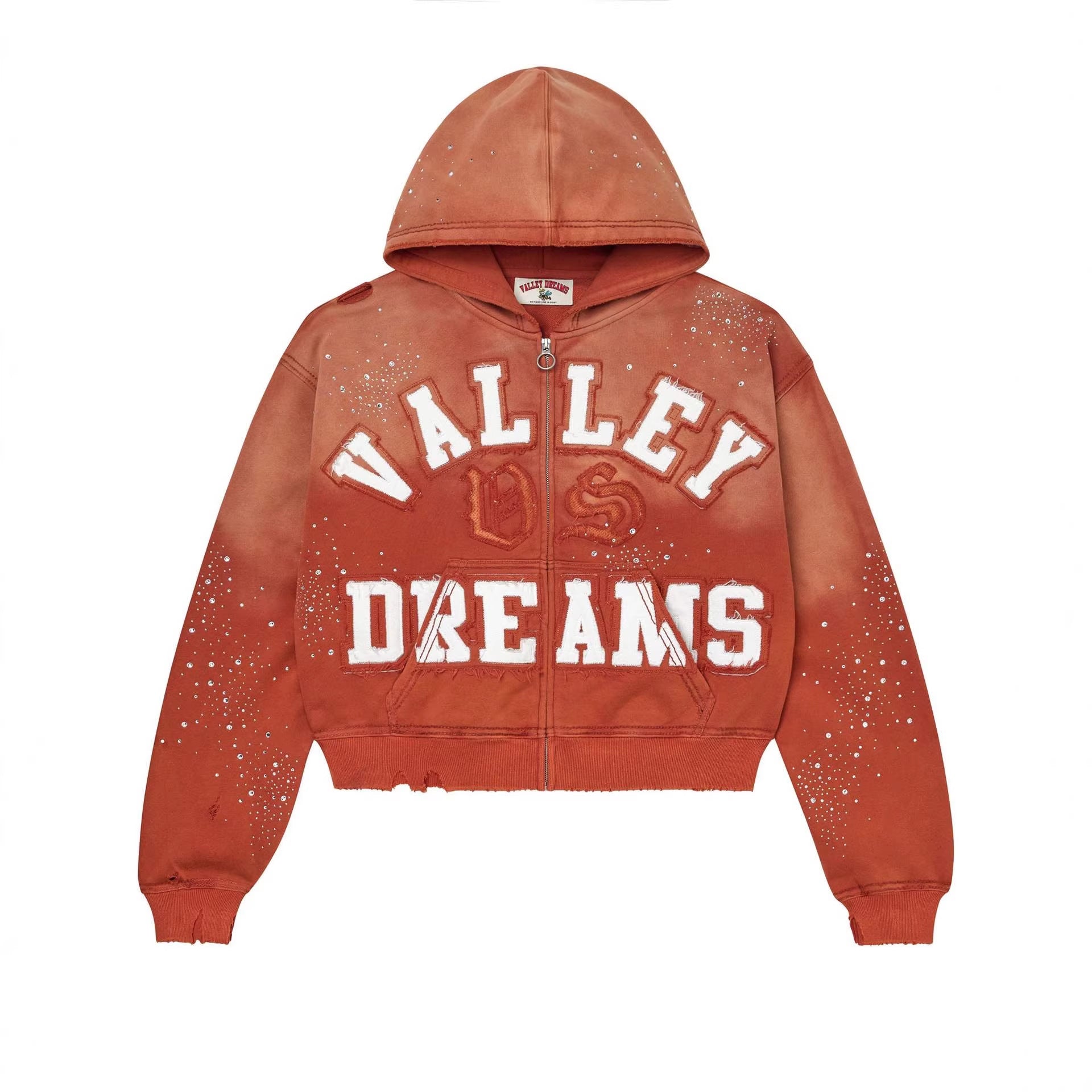 Retro Print Zip Up Hoodie