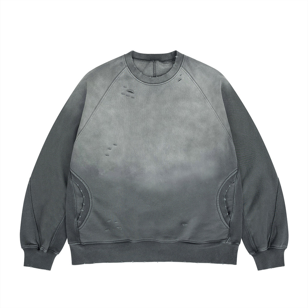 Mens Gradient Distressed Fleece Sweatshirt