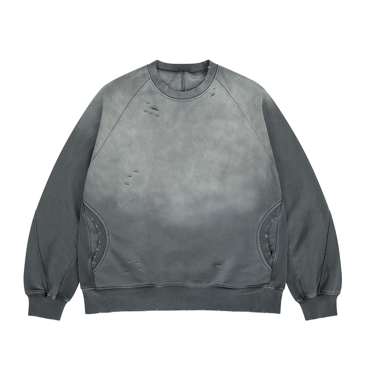 Mens Gradient Distressed Fleece Sweatshirt