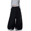 Curved knife style sweatpants, wide-leg pants